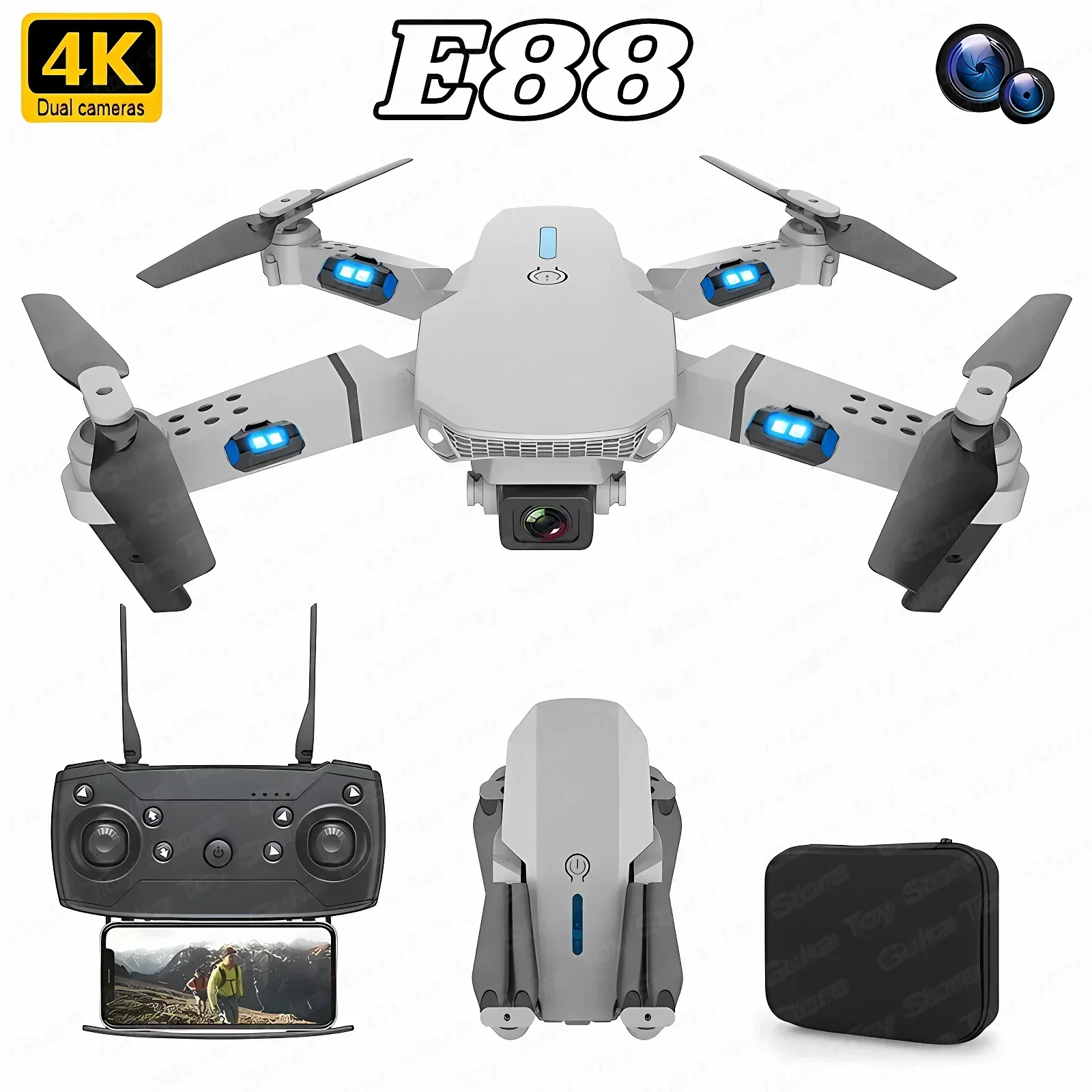 Drone E88 Rc Quadcopter - E88 프로 와이파이 FPV 드론, 광각